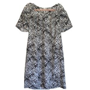 NWOT Roaman’s Jewel Neck A Line Dress Size 14 Black & White Short Sleeve Dress